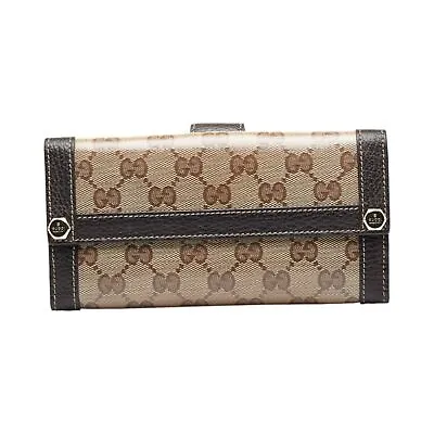 Gucci Gg Crystal Beige Canvas Wallet Authentic • $355