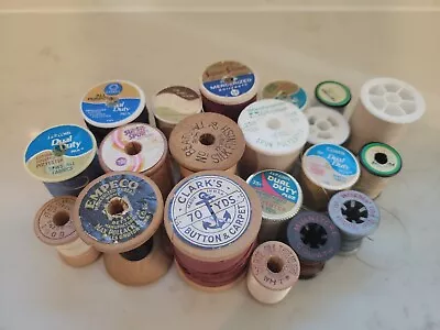 Vintage Sewing Thread Spools 1930s-80s Mixed LOT 20 Variety Estate Sale Find • $6.95