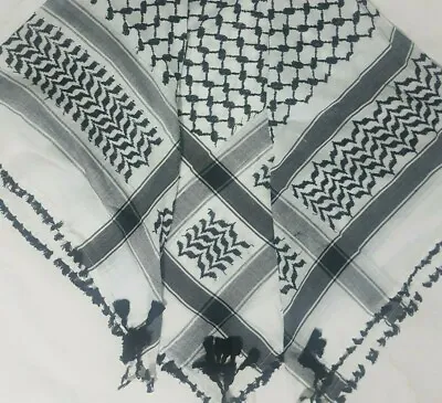 £19.99 • Buy NEW Palestine Keffiyeh Black And White Scarf With Black Tassels