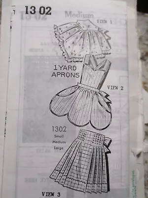 Vtg Mail Order Scallop/Pleated/Ruffle Half Apron Transfer Pattern 1302 M  UNUSED • $15