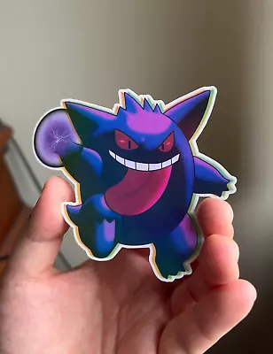 Gengar Ghost Pokemon Holographic Sticker - Shadow Ball Waterproof Decal • $3.99