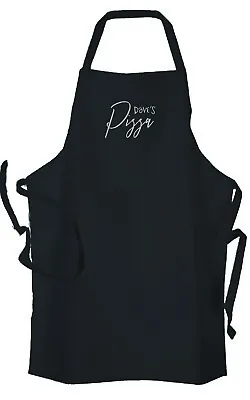 Personalised Embroidered Black Pizza Apron Chef Cooking Baking Apron Mens Apron • £14.50