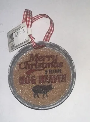 Kurt S Adler Cork Lid Farm Christmas Ornament MERRY CHRISTMAS FROM HOG HEAVEN • $9.99