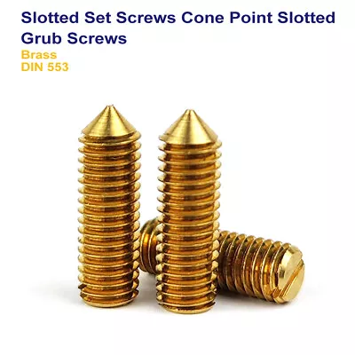 SLOTTED GRUB SCREWS CONE POINT SET SCREWS BRASS (DIN 553) M5 - 5mm • £1.49