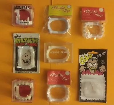 Vintage Assortment Of 9 Novelty Monster Horror Vampire Fangs - 1960's - 1990's • $118.75