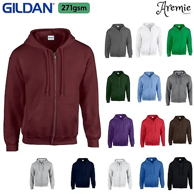 Gildan Unisex Plain Full Zip Up Hoodie Sweatshirts | Heavy Blend Hooded Jumper • £24.99