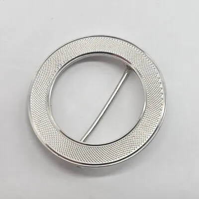 Vintage Fine Estate Jewelry LAMODE Sterling Silver Brushed Circle Brooch Pin • $19.95