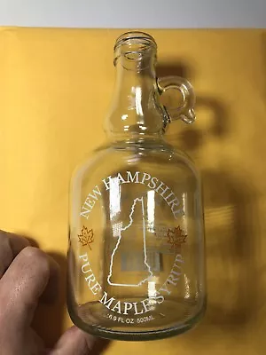 New Hampshire Pure Maple Syrup Clear Glass Bottle Finger Loop Handle 16.9 Oz • $8.99