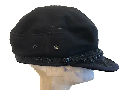 Vintage Navy Blue Nautical Wool Captains Style Fishing Cap Made In Greece • $17.10