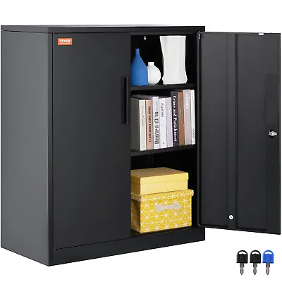 VEVOR Metal Storage Cabinet W/ 3 Keys 2 Adjustable Shelves & Magnetic Door Black • $149.99
