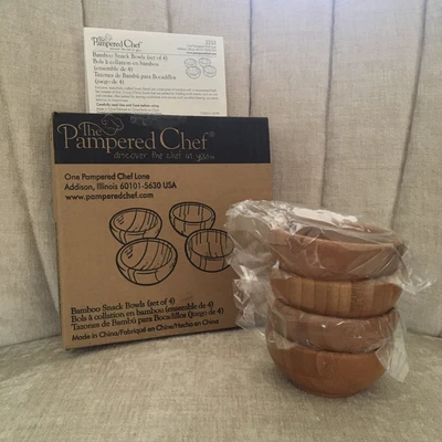 $20 • Buy Pampered Chef Bamboo Snack Bowls Set Of 4 ~ 2253 ~ New