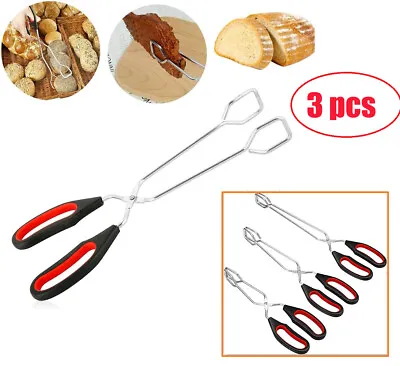 3Pack Stainless Steel Scissor Tongs Kitchen Tongs For Cooking Food Tongs BBQ • $11.69