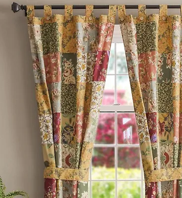 Antique Chic Window Panels : Country Floral Paisley Cotton Curtain Drapes • $59.95
