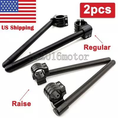 Motorcycle 31-50MM CNC Black Bar Fork Tube Clip On 7/8'' Handlebars Universal US • $35.50