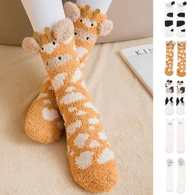 Women Girl 3D Animal Winter Warm Fluffy Bed Socks Lounge Slipper Soft Floor Sock • £3.41