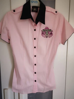 £2.50 • Buy Womans Dragstrip Pink Bowling Shirt Size 10 Pin Up Rockabilly Punk