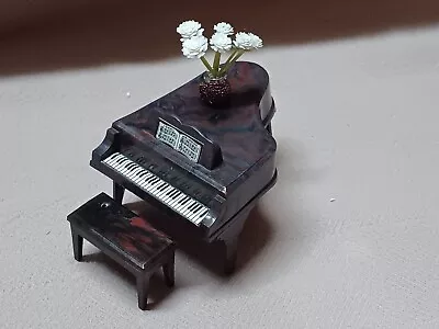Vintage Ideal Dollhouse Furniture -  Piano & Bench + Vase With White Roses!! • $3