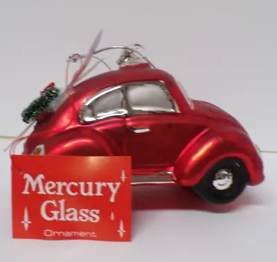 Department 56 Mercury Glass Ornament Red Volkswagen Beetle Bug Car Christmas • $23.99