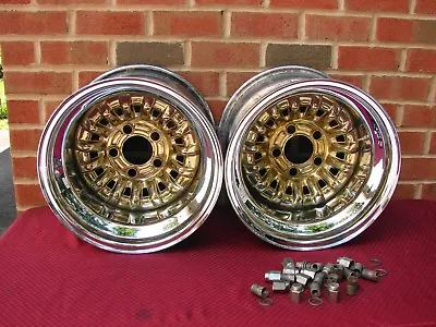 Vintage La So Chrome & Gold 15 X 10 Wheels 5x4.5 4.74 & 5 Bc Ford Amc Mopar Gm • $800