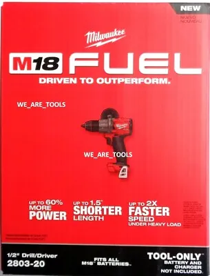 NEW IN BOX Milwaukee FUEL 2803-20 18V 1/2  Cordless Brushless Drill M18 • $114.97