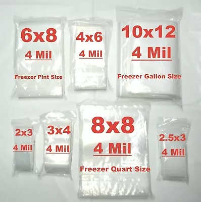 100 Thick HEAVY DUTY 4 Mil Reclosable Storage Bags ~ 11 Sizes To Choose From • $8.30