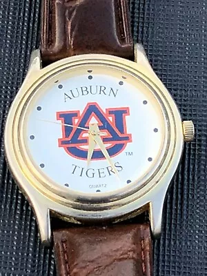 Men's Auburn University AU Tigers Watch BROWN Leather Band Collectible NELSONIC • $71.13