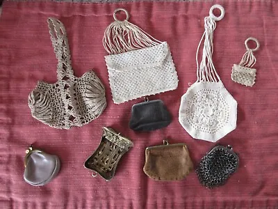 Lot Of Vintage Collectible Coin Purses - Leather Metal Chain Mail Crocheted • $70