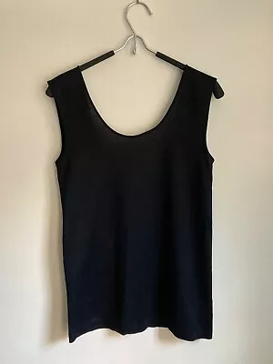 VTG Lanvin Paris Sleeveless 100% Cotton Sleeveless Top Logo Made In Italy • $34.99