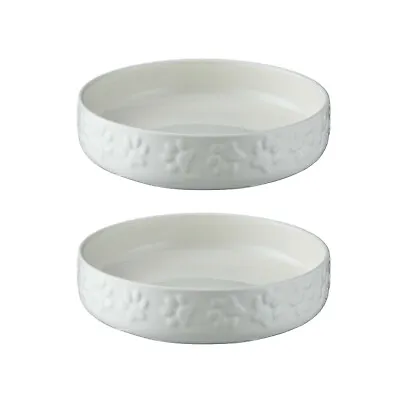 2pcs Mason Cash 13cm Cream Stoneware Pet Feeding Bowl Cat Saucer Food Water Dish • £9.95