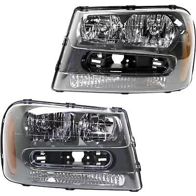 Halogen Headlight Set For 2002-2009 Chevy Trailblazer Left & Right W/Bulbs Pair • $93.50