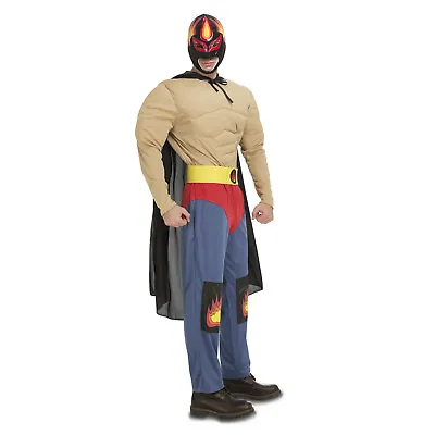 Mens Mexican Wrestler Costume Adult Wrestling Fighter Fancy Dress Stag Do Outfit • £24.99