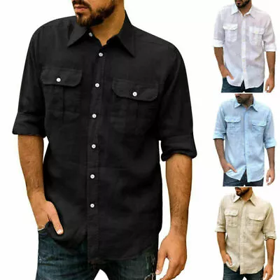 £17.29 • Buy Mens Military Army Long Sleeve Shirts Casual Tactical Work Button Blouse T Shirt