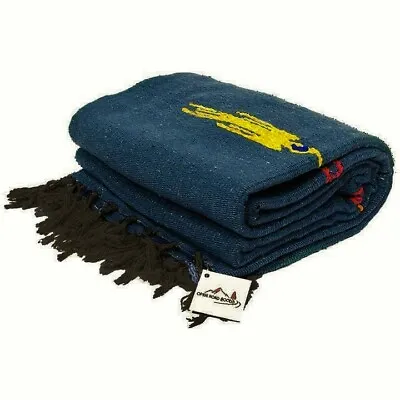 Blue Mexican Blanket Thunderbird Yoga Native Tapestry Falsa Throw XL Navy Dark  • $24.95