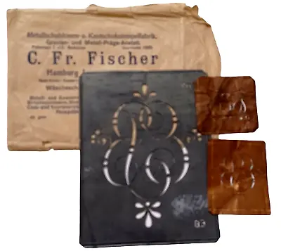 Vtg Fischer Monogram Stencil Embroidery - E B Antique Metal Initials Letters N4 • $81.56