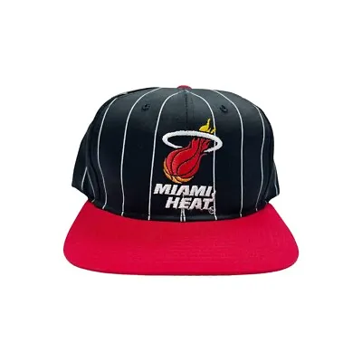 Vtg Rare NBA Miami Heat Starter Pinstriped Two Tone Snapback Hat Cap • $175