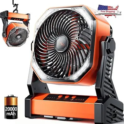 Up To 60Hours Battery Powered Portable Outdoor Camping Fan W/20000mAh Power Bank • $44.39