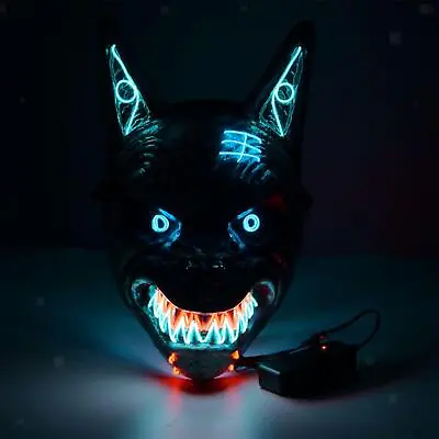 Halloween Scary Wolf Mask Head Wear Night Show Rave LED Light Up Face Mask • $29.56