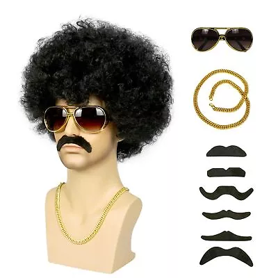 10PCS Set Mens Afro Wig 70s Wigs For Men Wigs Black Afro Wig Men Disco Wig Fo... • $35.33