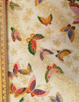 Japanese Fabric Uk 100% Cotton Material Metres Colourful Butterflies Butterfly • £7.50
