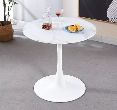 Tulip Dining Table White Marble Color Top MDF Kitchen Executive Desk • $153.71