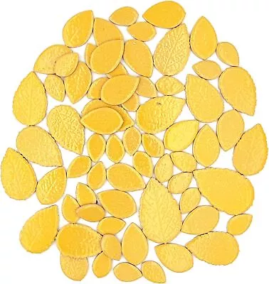 200g Leaves Shape Stained Ceramic Mosaic Tiles For Crafts 0.9 ~2  Yellow • $10.40