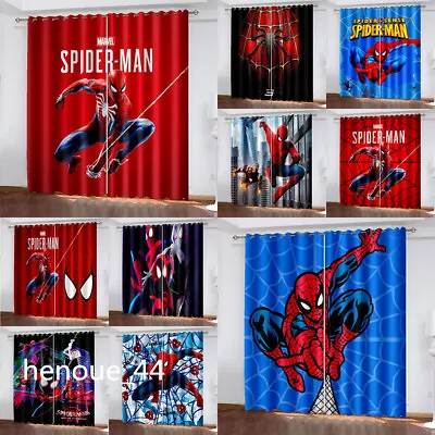 Marvel Spiderman Made Pair Thick Thermal Blackout Curtains Ring Top Eyelet Gifts • £16.79