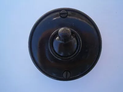 Vintage Deco Mid Century Round Brown Ring Grip 10A Bakelite Light Switch NOS New • $49.95