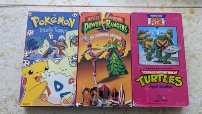 $15 • Buy Lot Of 3 VHS Kids' '90s Shows-Pokemon, Teenage Mutant N. Turtles, Power Rangers