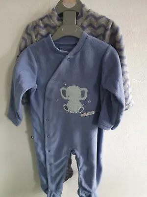 2 X Dunnes Stores Sleepsuit Elephant 12-18  Months Fleece Warm Cosy Boys  • £8.50