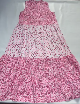 Michelle Keegan Pink And White Print Dress Size 14 • £4.99