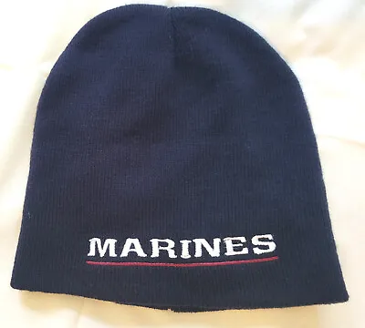 Marines Beanie  Navy Blue Embroidered White Letters • $9.99