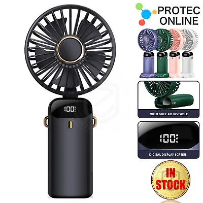 Handheld Fan Rechargeable USB Portable With 5 Speeds&Digital Display Ultra Quiet • $19.95