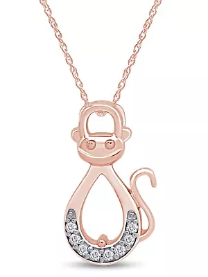 Infinity Monkey Pendant 18  Necklace Simulated Birthstone 14K Rose Gold Plated • $37.81