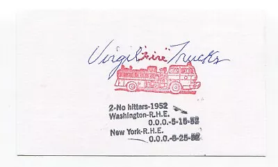 Virgil Trucks Signed 3x5 Index Card Autographed Baseball MLB Detroit Tigers • $35